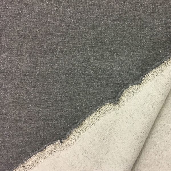 Fleece Backed Sweatshirting Lurex Jersey - Grey