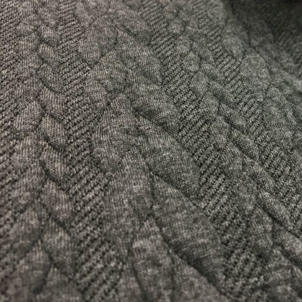 Cable Knit Cloque Jersey - Dark Grey
