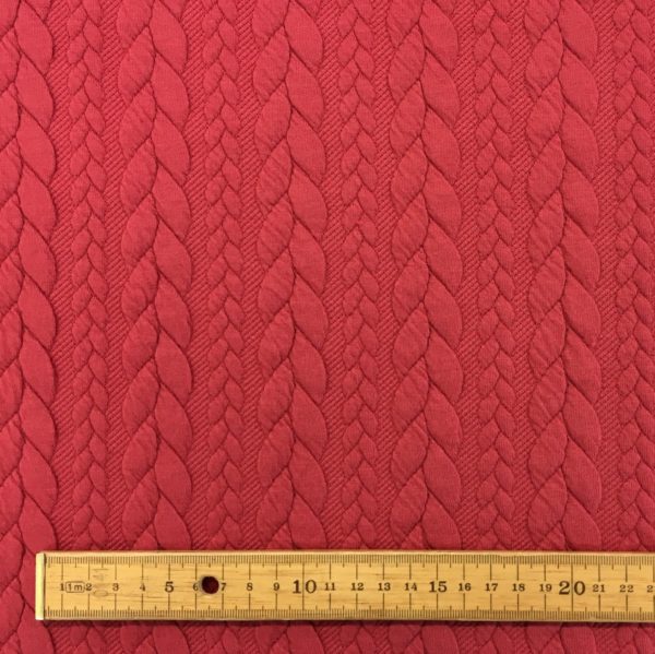 Cable Knit Cloque Jersey - Red Bramley