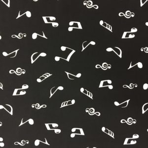 Rose & Hubble 100% Cotton Musical Notes Print - White on Black