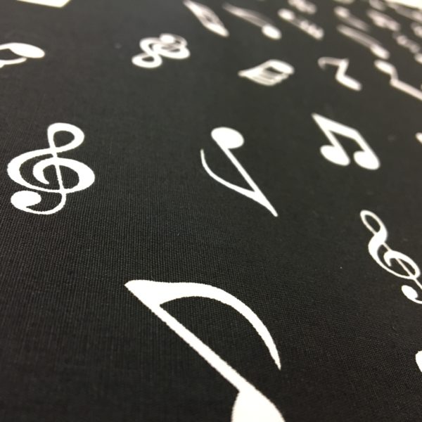 Rose & Hubble 100% Cotton Musical Notes Print - White on Black