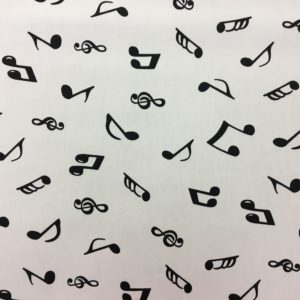 Rose & Hubble 100% Cotton Musical Notes Print - Black on White