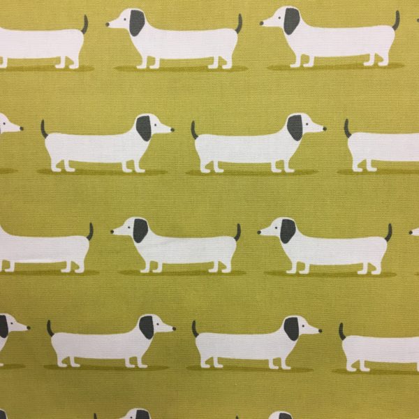 Fryetts Fabrics 100% Cotton Canvas - Hound Dogs - Ochre