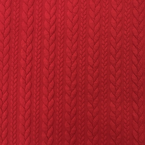 Cable Knit Cloque Jersey - Red