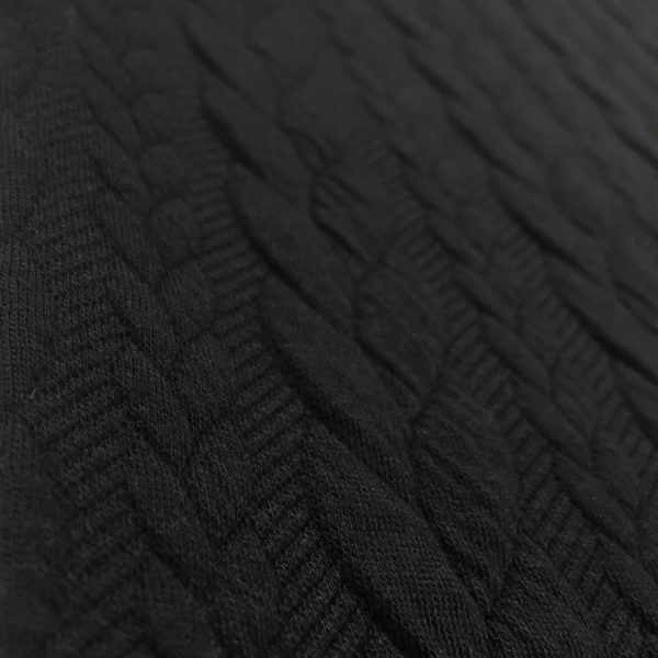 Cable Knit Cloque Jersey - Black