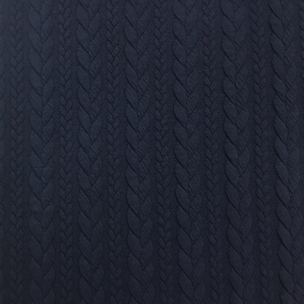 Cable Knit Cloque Jersey - Navy Blue