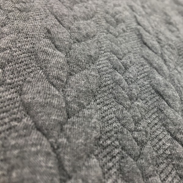 Cable Knit Cloque Jersey - Mid Grey