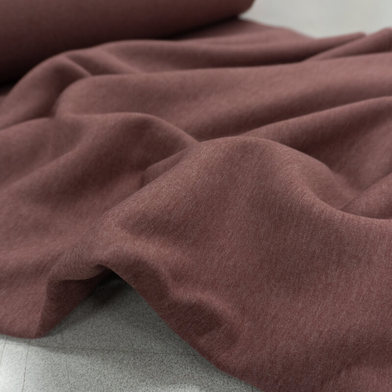 Dusty Denim Melange Fabric Stretch Brushed / Fleece Back Sweatshirt Jersey