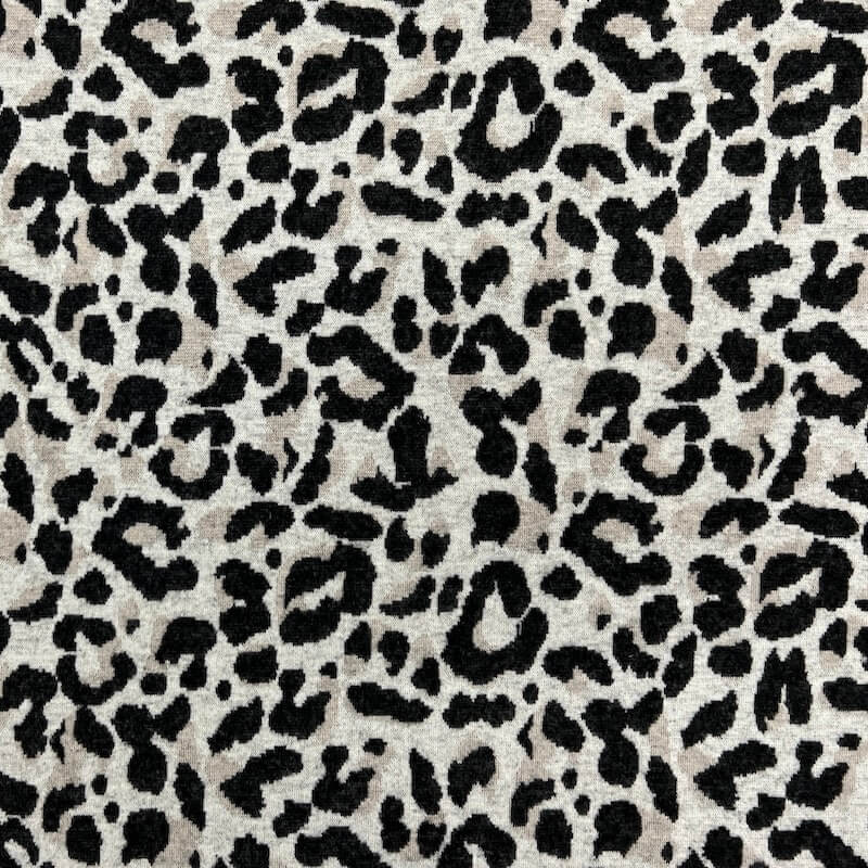 Brushed Knitted Jacquard Jersey - Leopard Print - Sand