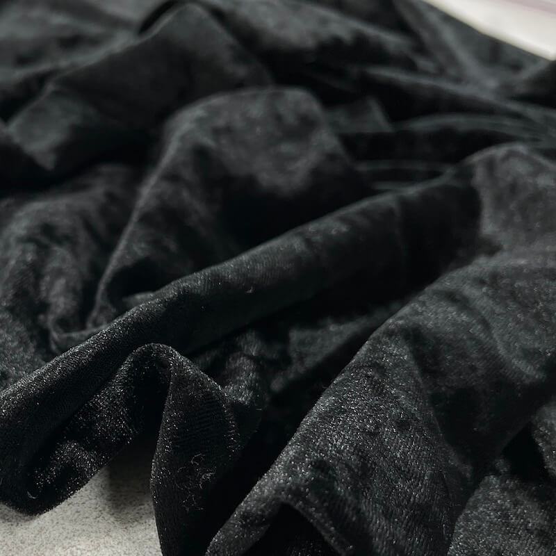 Crushed Stretch Velvet – Black | 1st For Fabric