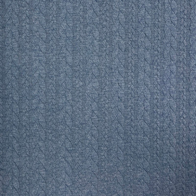 Cable Knit Cloque Jersey - Denim - Image 5