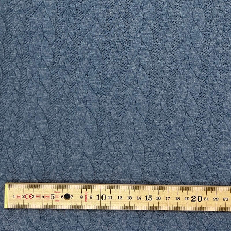 Cable Knit Cloque Jersey - Denim - Image 4