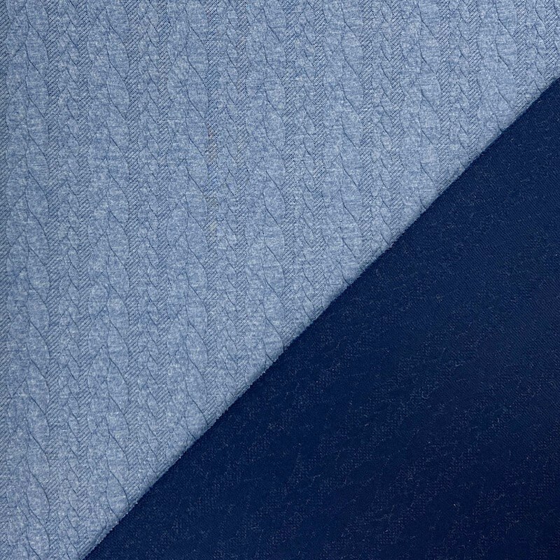 Cable Knit Cloque Jersey - Denim - Image 3