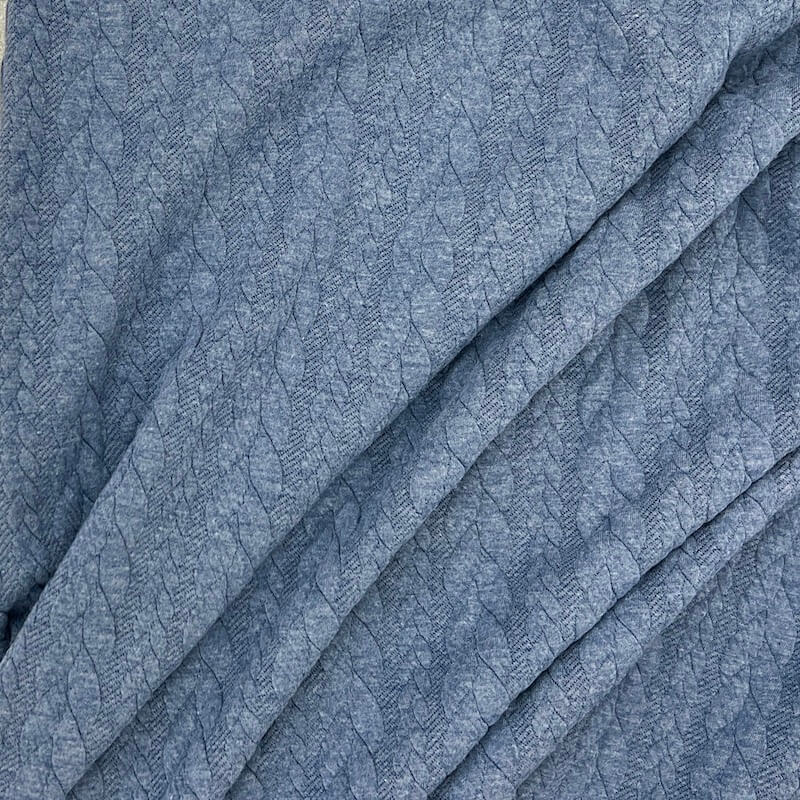 Cable Knit Cloque Jersey - Denim - Image 2