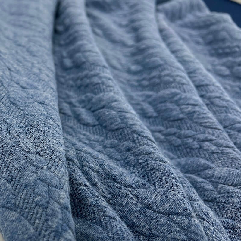 Cable Knit Cloque Jersey - Denim