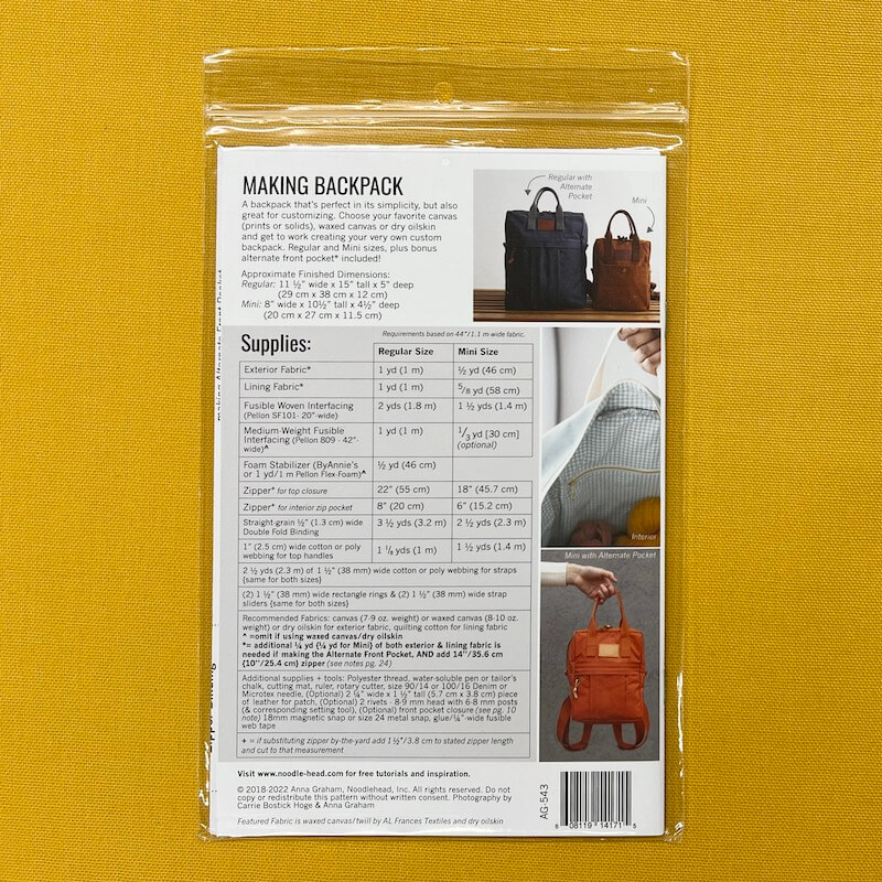 Noodlehead Making Backpack Sewing Pattern - Image 2