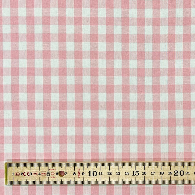 Yarn Dyed 100% Cotton Gingham Midi Check - Pale Pink/White - Image 5