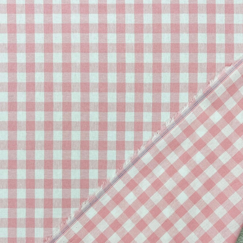 Yarn Dyed 100% Cotton Gingham Midi Check - Pale Pink/White - Image 4