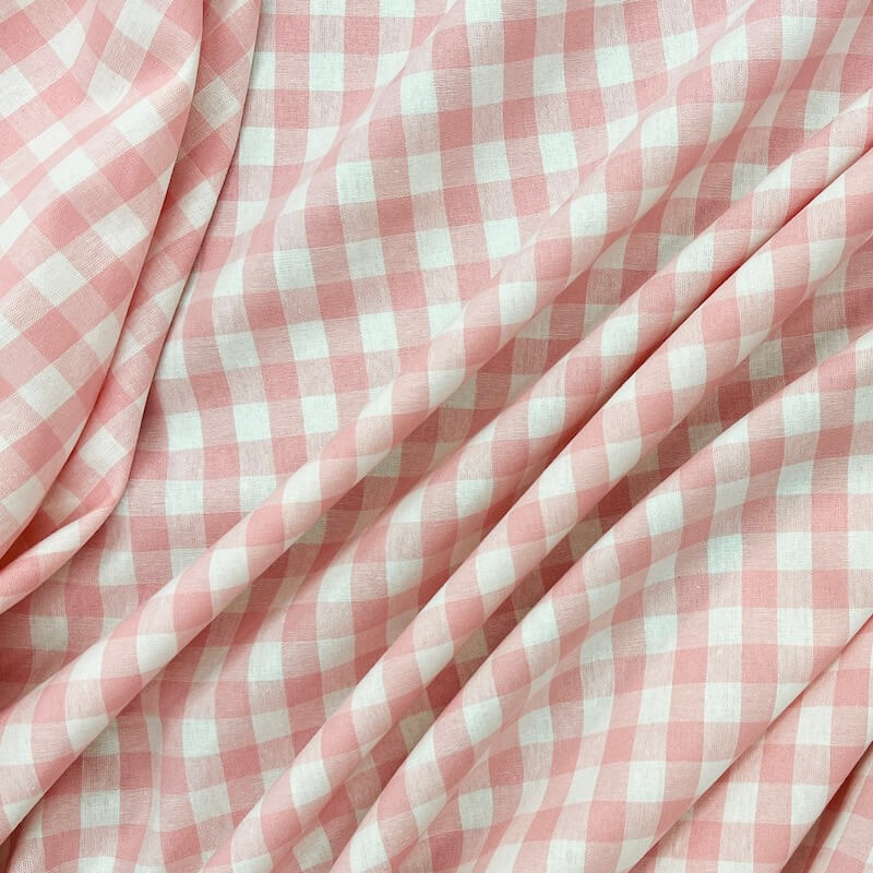 Yarn Dyed 100% Cotton Gingham Midi Check - Pale Pink/White - Image 3