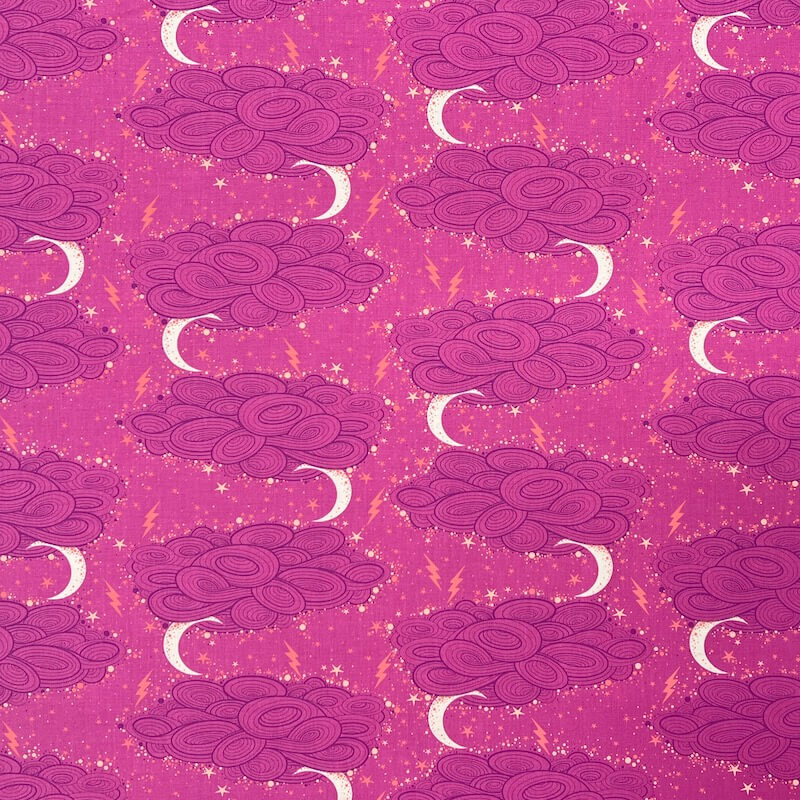 TULA PINK 100% Cotton - Nightshade (Deja Vu): Storm Clouds - Oleander