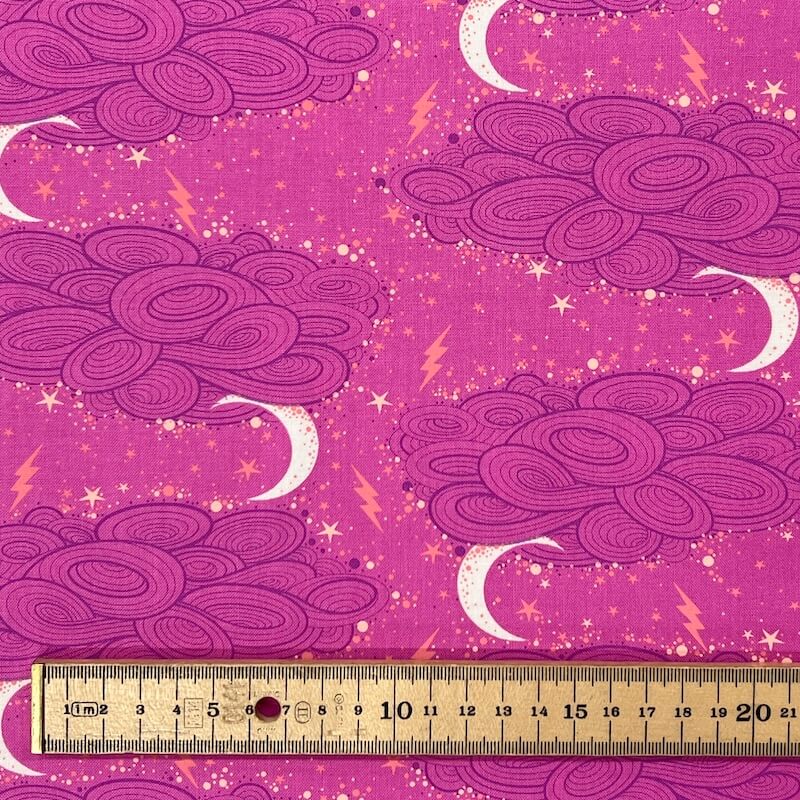 TULA PINK 100% Cotton - Nightshade (Deja Vu): Storm Clouds - Oleander - Image 2