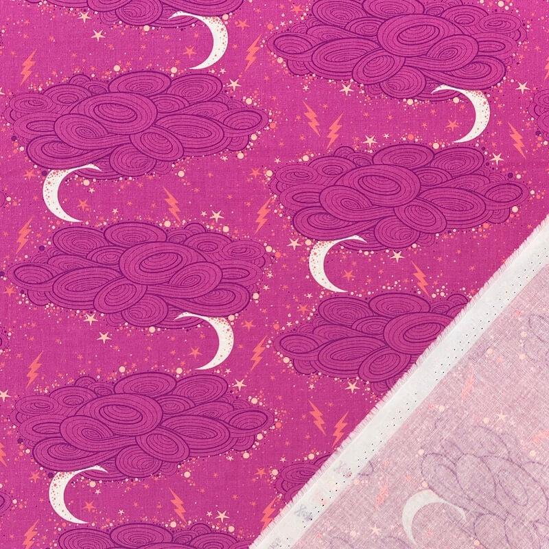 TULA PINK 100% Cotton - Nightshade (Deja Vu): Storm Clouds - Oleander - Image 6