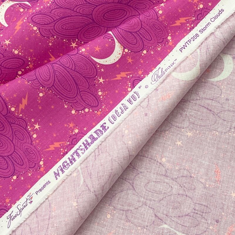 TULA PINK 100% Cotton - Nightshade (Deja Vu): Storm Clouds - Oleander - Image 5