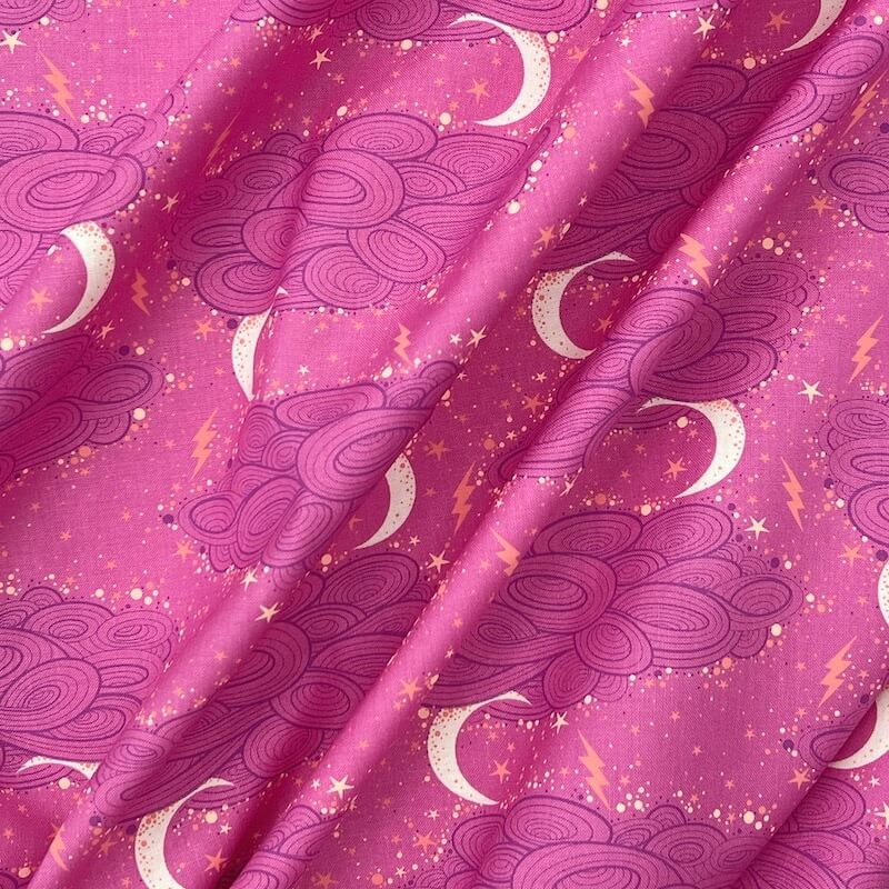TULA PINK 100% Cotton - Nightshade (Deja Vu): Storm Clouds - Oleander - Image 4