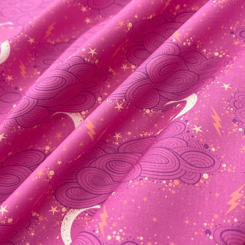 TULA PINK 100% Cotton - Nightshade (Deja Vu): Storm Clouds - Oleander - Image 3