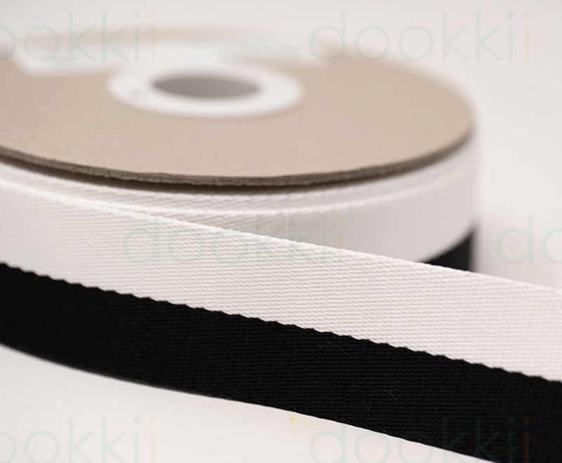 38mm Webbing - Half & Half - Black/White