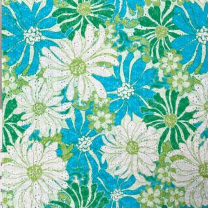 100% Cotton Printed Broderie Anglaise - Blue/Green Flowers
