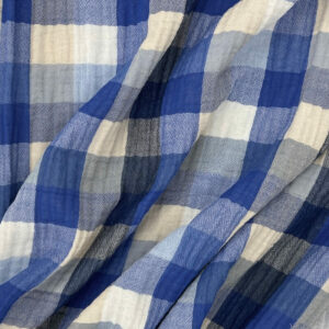 100% Cotton Double Gauze - Checkered Blues