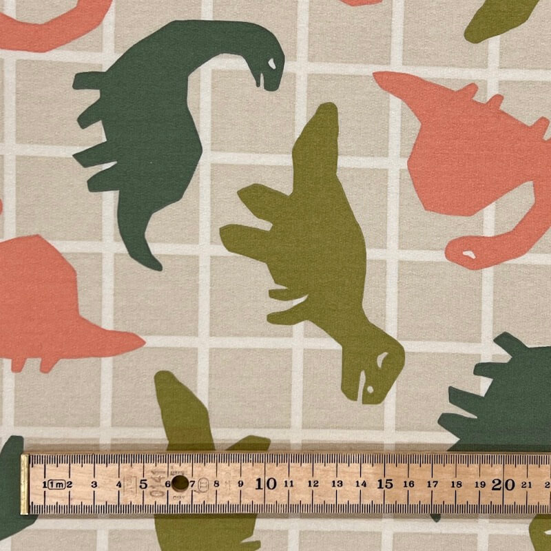 Brushed Back French Terry Jersey - Dinosaur Grid - Image 5