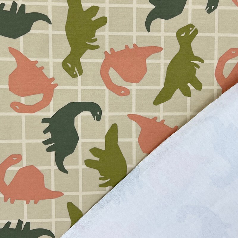 Brushed Back French Terry Jersey - Dinosaur Grid - Image 4