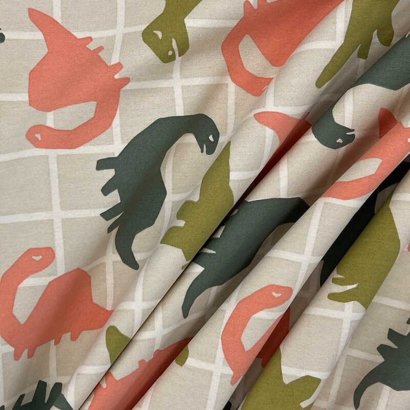 Brushed Back French Terry Jersey - Dinosaur Grid - Image 3