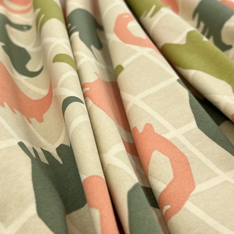 Brushed Back French Terry Jersey - Dinosaur Grid - Image 2