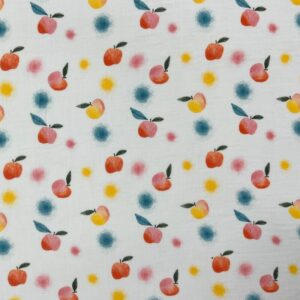 100% Cotton Printed Double Gauze - Rosy Apples