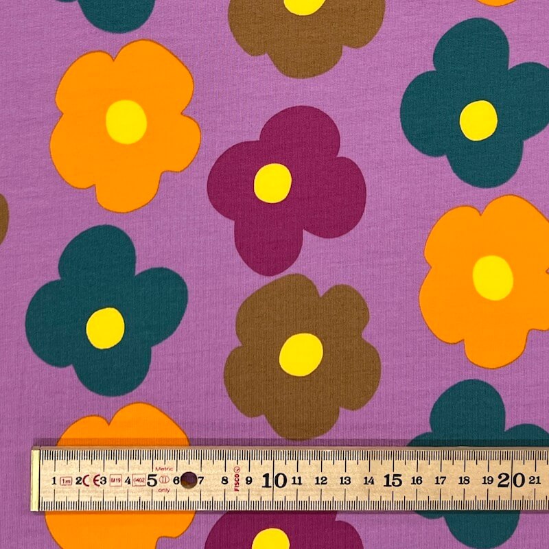 Soft Loop Back French Terry Jersey - Flower Power - Violet - Image 3