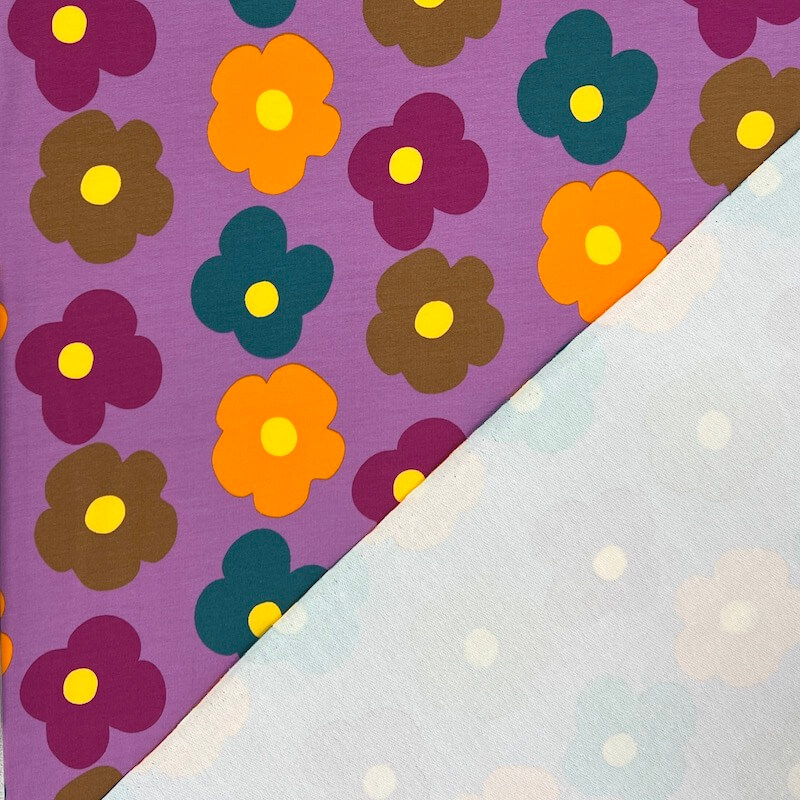 Soft Loop Back French Terry Jersey - Flower Power - Violet - Image 5