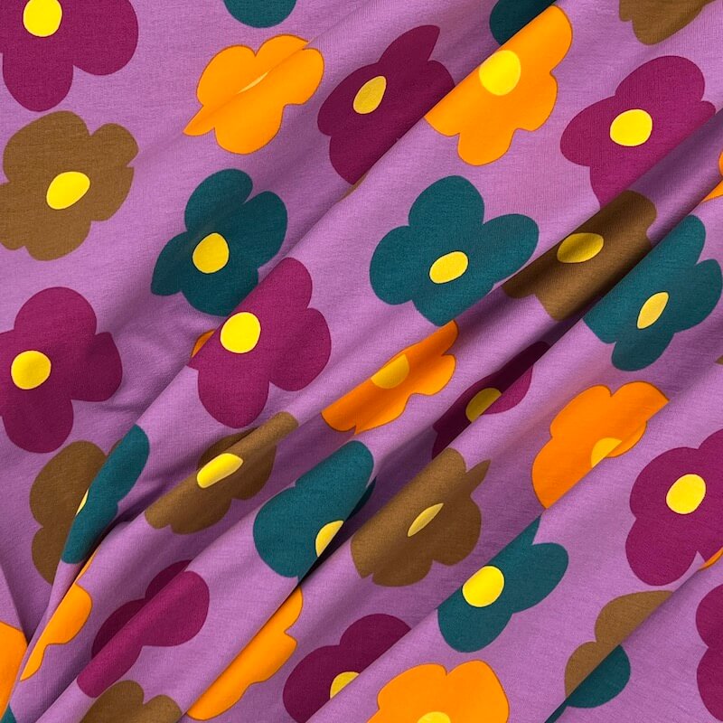 Soft Loop Back French Terry Jersey - Flower Power - Violet