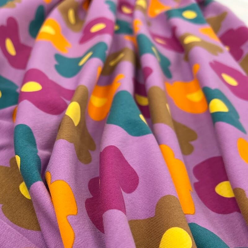 Soft Loop Back French Terry Jersey - Flower Power - Violet - Image 4