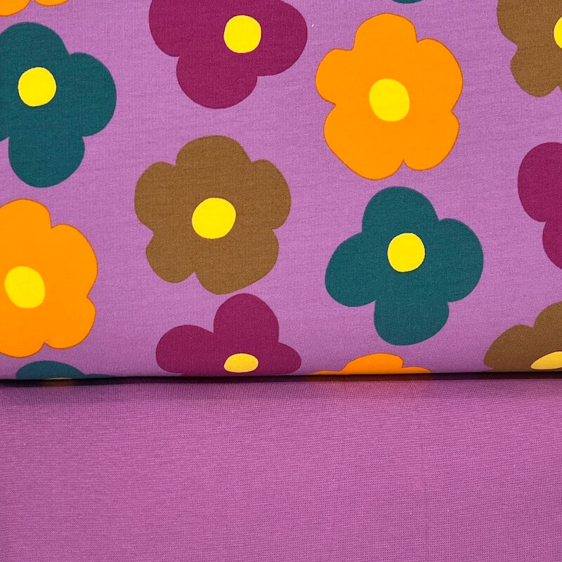 Soft Loop Back French Terry Jersey - Flower Power - Violet - Image 7