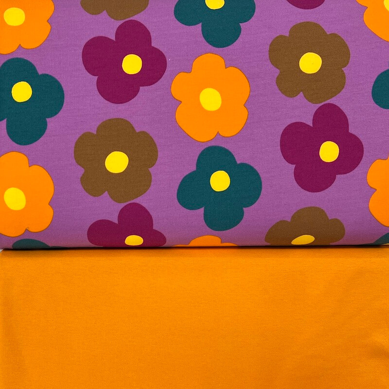 Soft Loop Back French Terry Jersey - Flower Power - Violet - Image 8