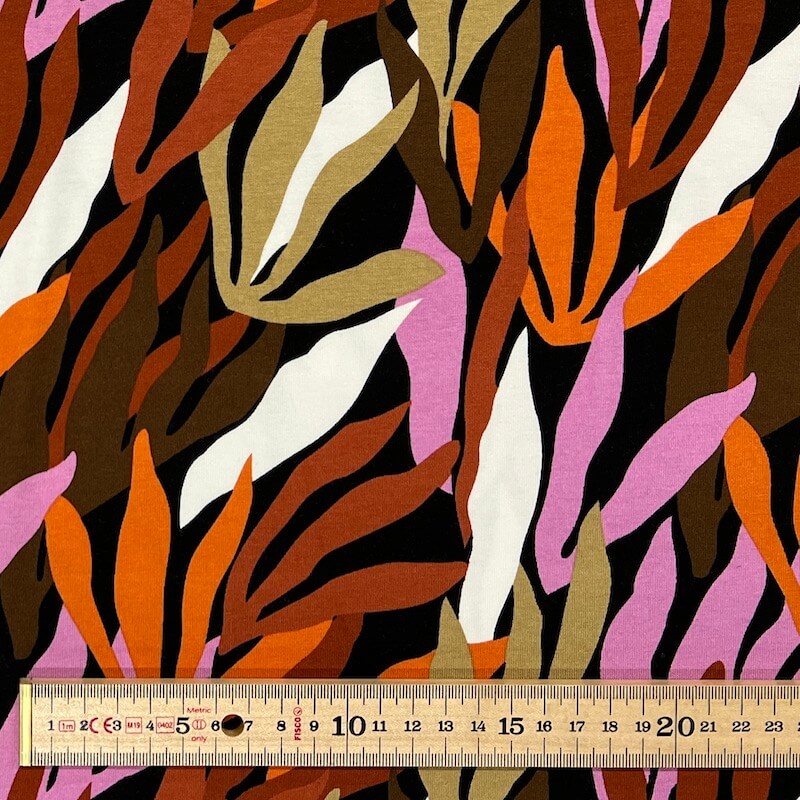 Viscose Spandex Jersey - Spring Shoots - Pink/Orange - Image 3