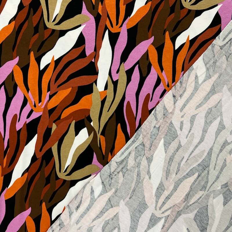 Viscose Spandex Jersey - Spring Shoots - Pink/Orange - Image 2