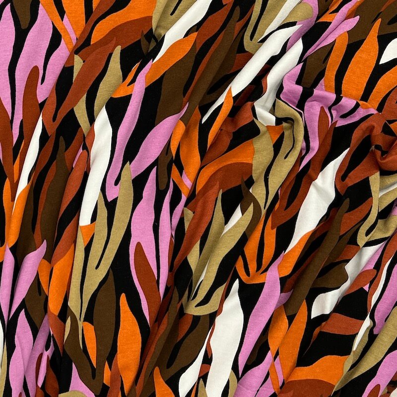 Viscose Spandex Jersey - Spring Shoots - Pink/Orange - Image 4