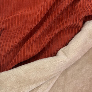 Faux Fur Backed Soft Chunky Cord Outerwear - Terracotta/Cream