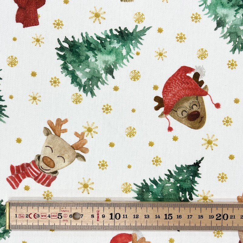 Festive 100% Cotton Canvas - Reindeers and Trees - Image 5