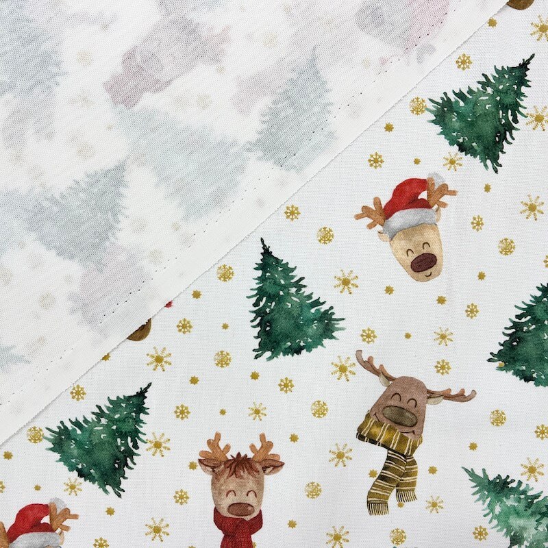 Festive 100% Cotton Canvas - Reindeers and Trees - Image 4