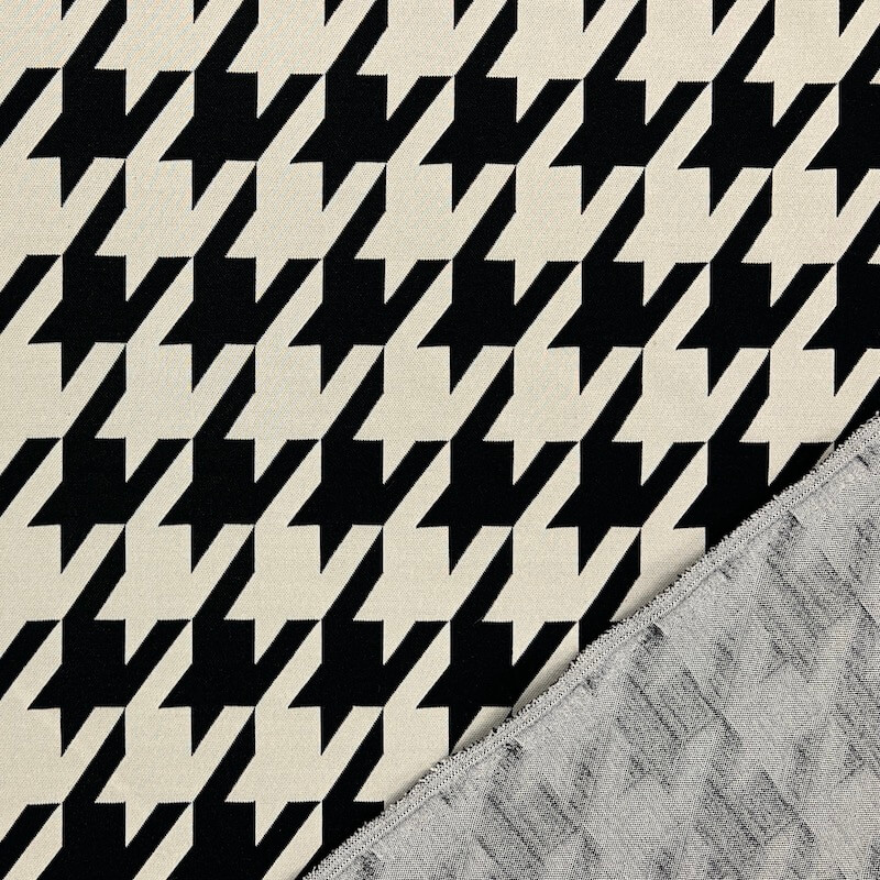 Jacquard Jersey - Large Houndstooth - Ecru/Black - Image 4